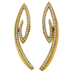 Boucles d'oreilles vintage en or jaune 18 carats avec diamants