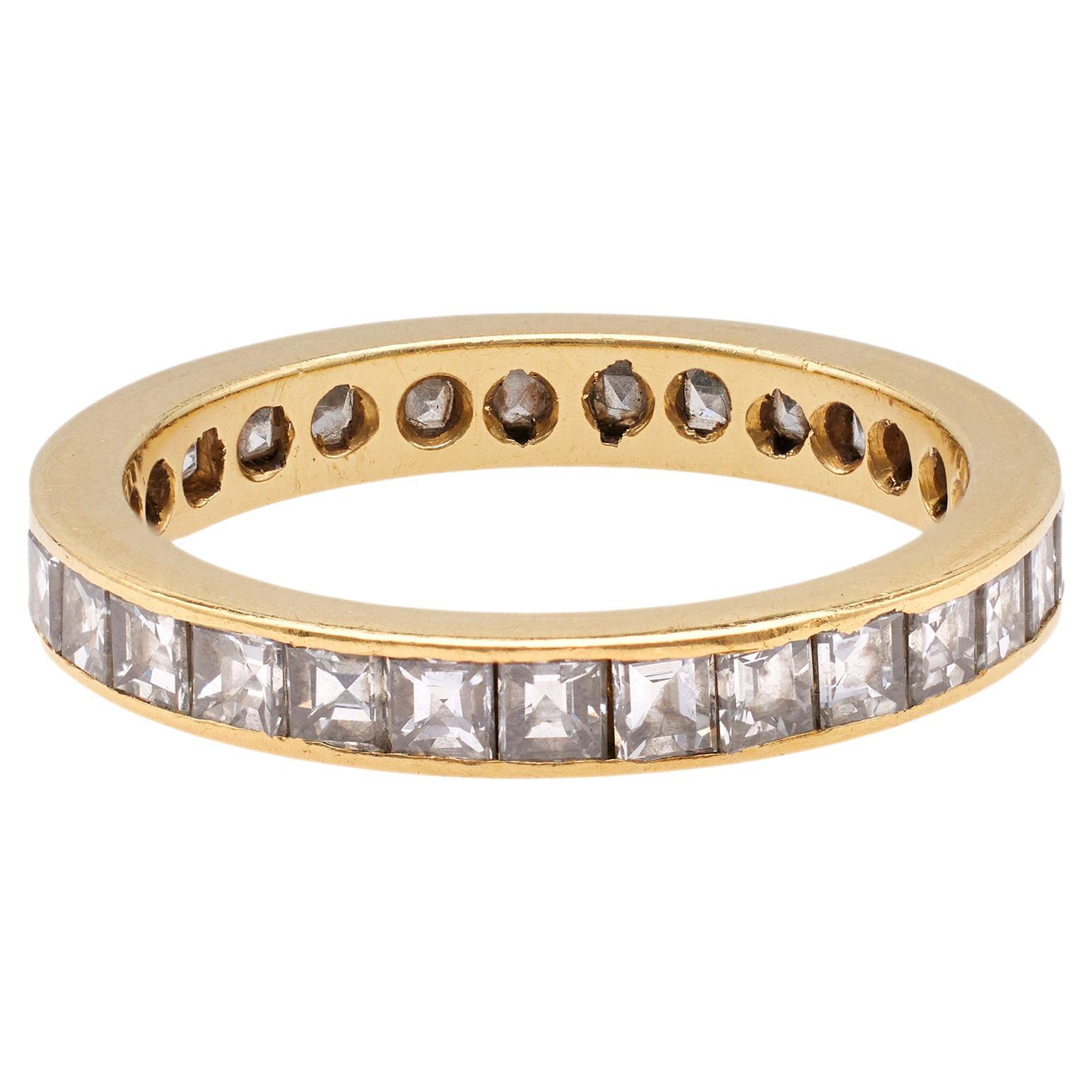Vintage Diamond 18k Yellow Gold Eternity Band For Sale