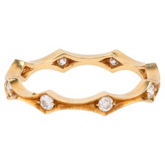 Bague d'éternité vintage en or jaune 18 carats avec diamants