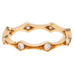 Bague d'éternité vintage en or jaune 18 carats avec diamants
