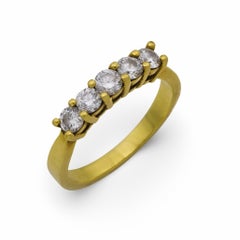 Vintage Diamant 18k Gelbgold fünf Stein Ring