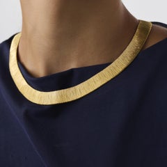 Vintage diamond 18k yellow gold flat choker necklace