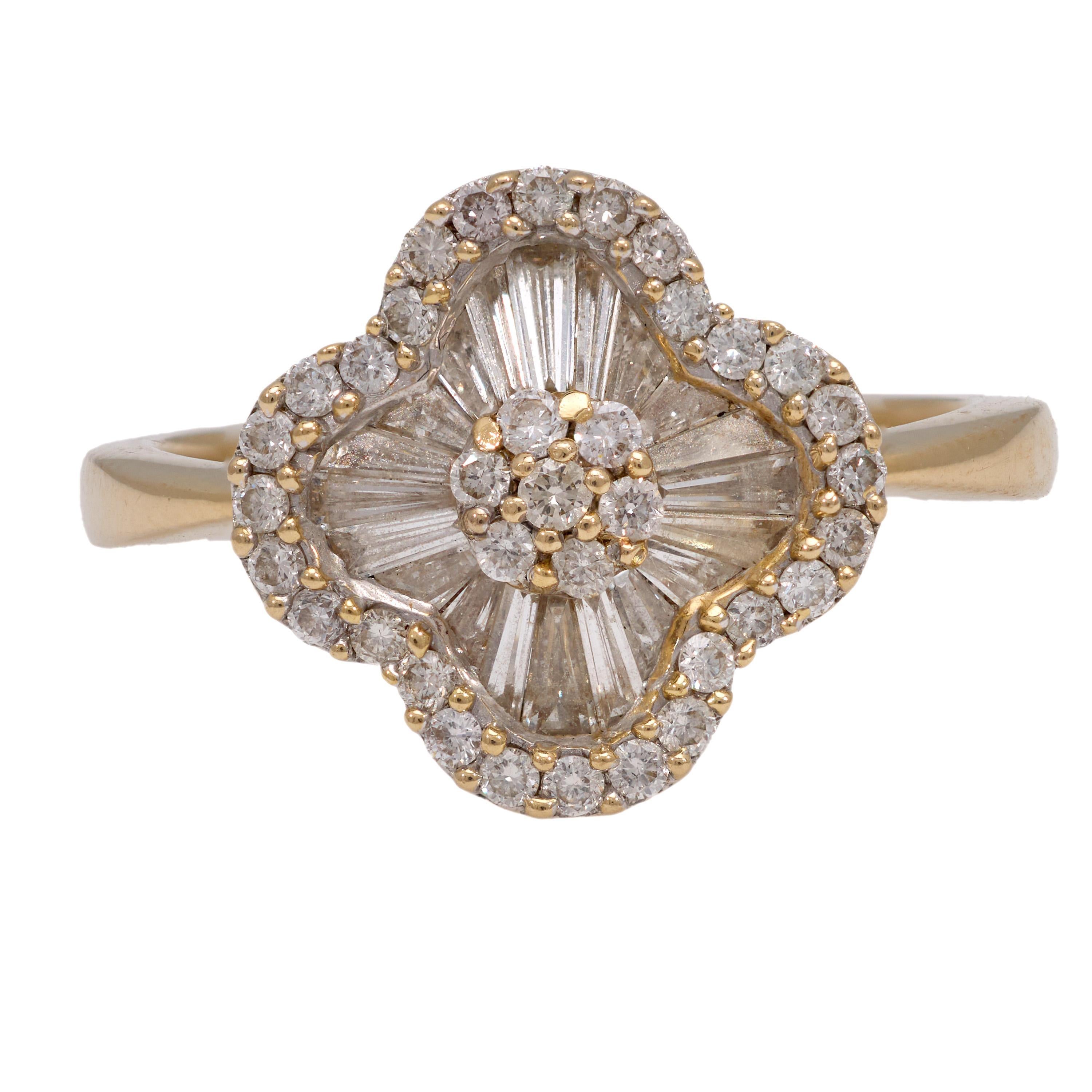 Vintage diamond 18k yellow gold flower ring im Zustand „Gut“ im Angebot in Beverly Hills, CA