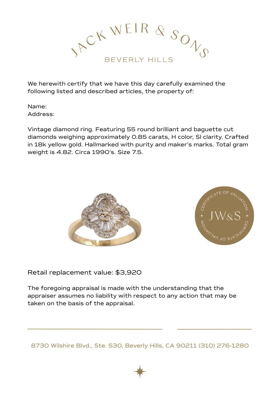 Vintage diamond 18k yellow gold flower ring Damen im Angebot