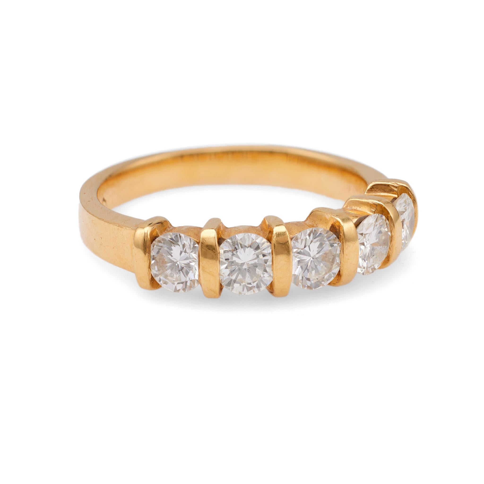 Vintage Diamond 18k Yellow Gold Half Eternity Band In Good Condition In Beverly Hills, CA