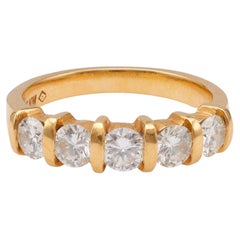 Vintage Diamond 18k Yellow Gold Half Eternity Band Vintage Diamond 18k Yellow Gold Half Eternity Band