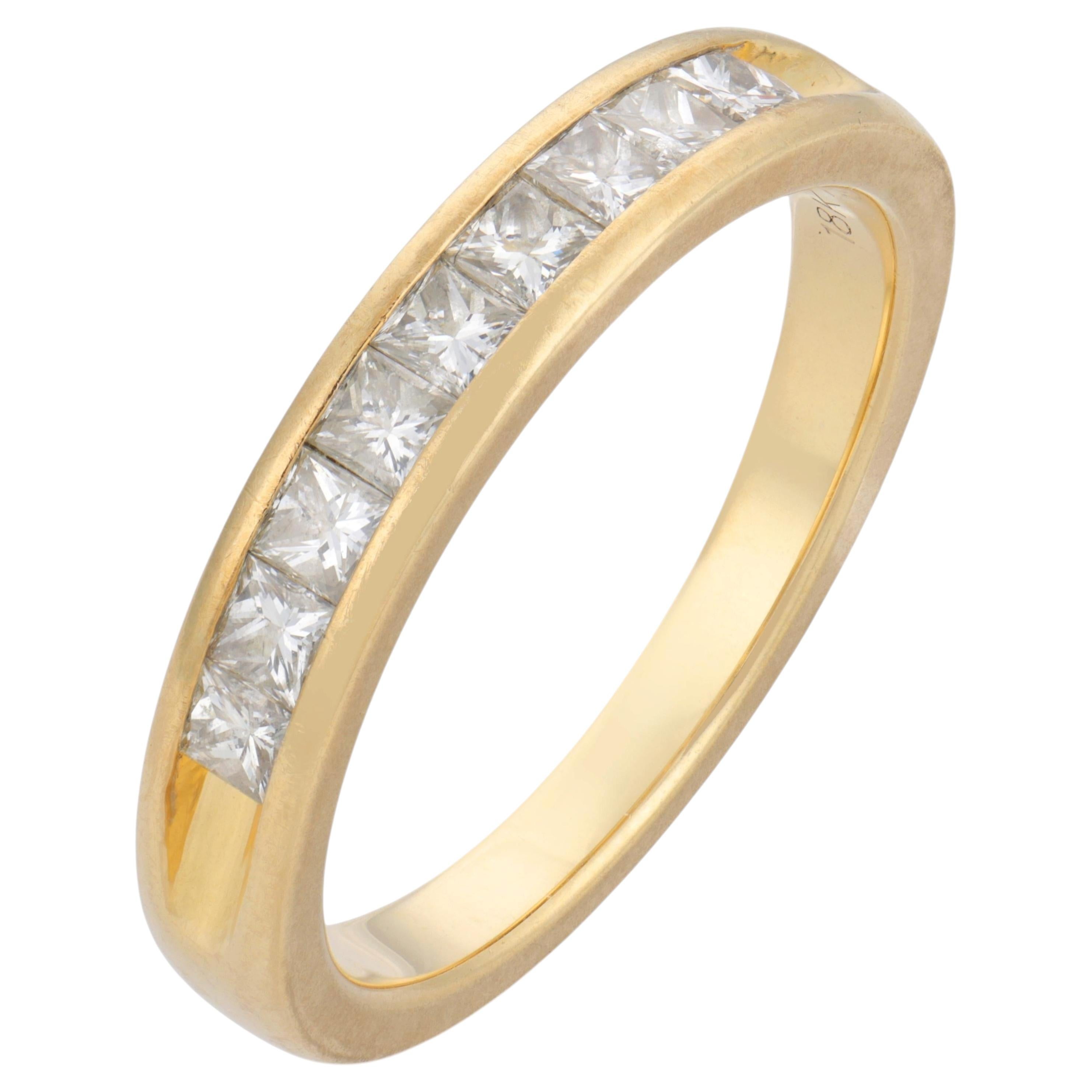 Vintage diamond 18k yellow gold half eternity band ring