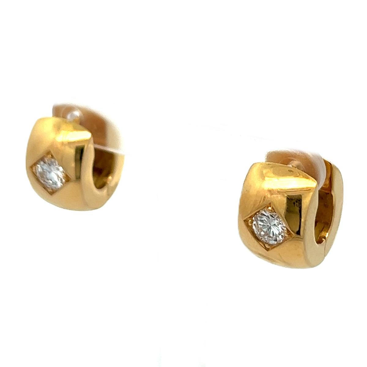 Vintage Diamond 18k Yellow Gold Huggie Earrings In Good Condition In Beverly Hills, CA