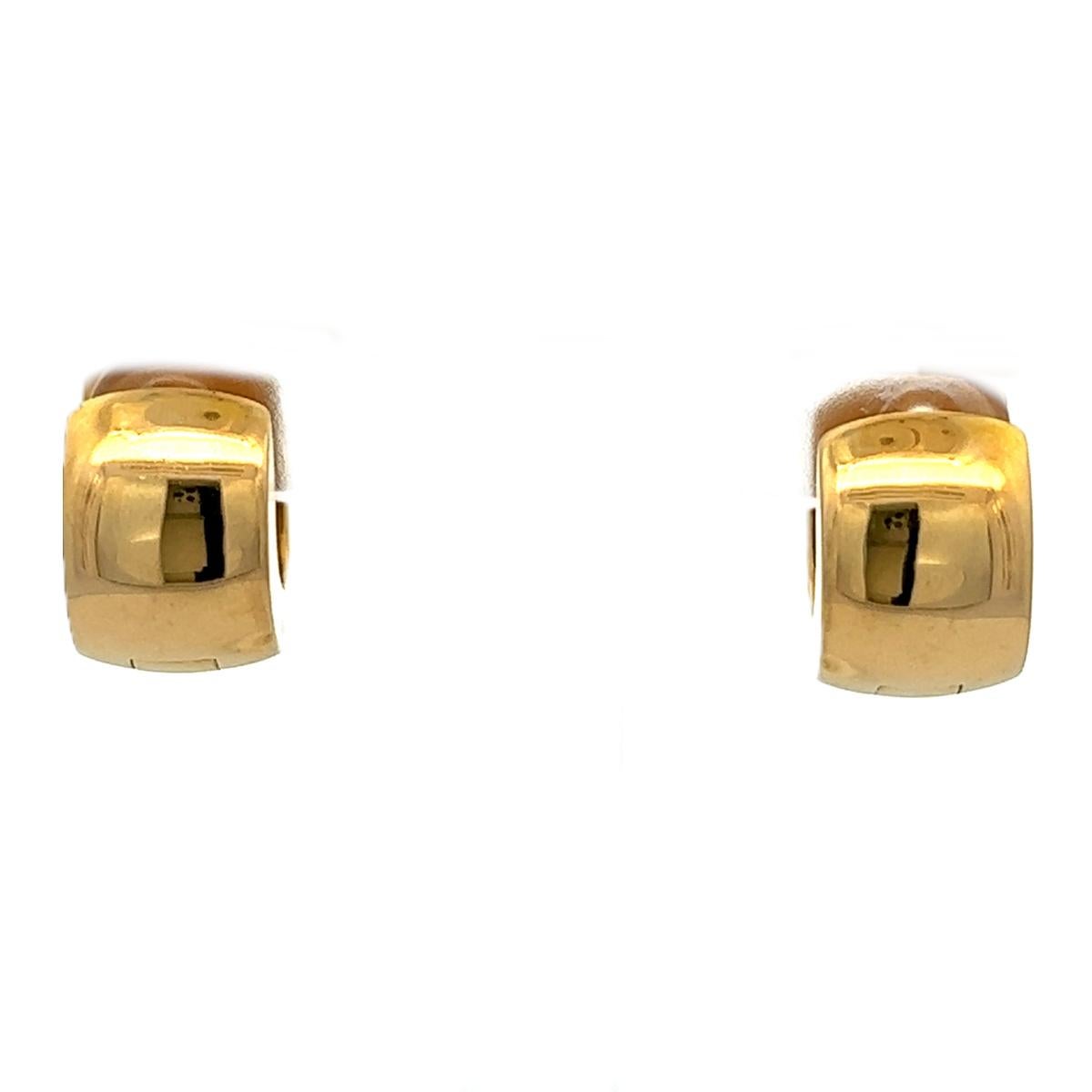 Women's or Men's Vintage Diamond 18k Yellow Gold Huggie Earrings