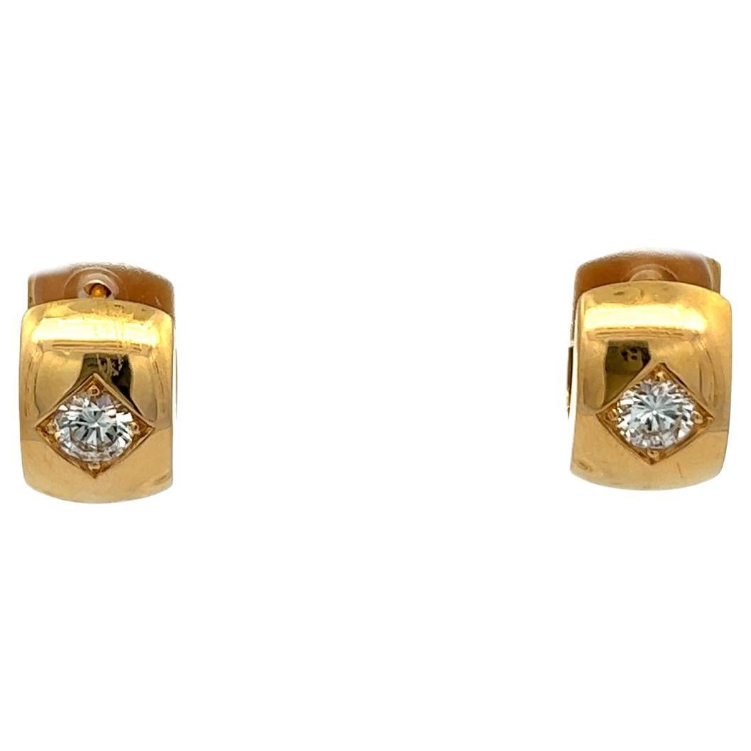 Vintage Diamond 18k Yellow Gold Huggie Earrings