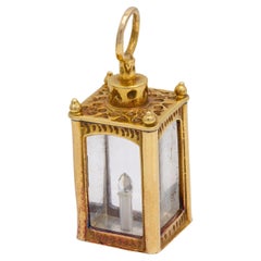 Vintage diamond 18k yellow gold lantern pendant