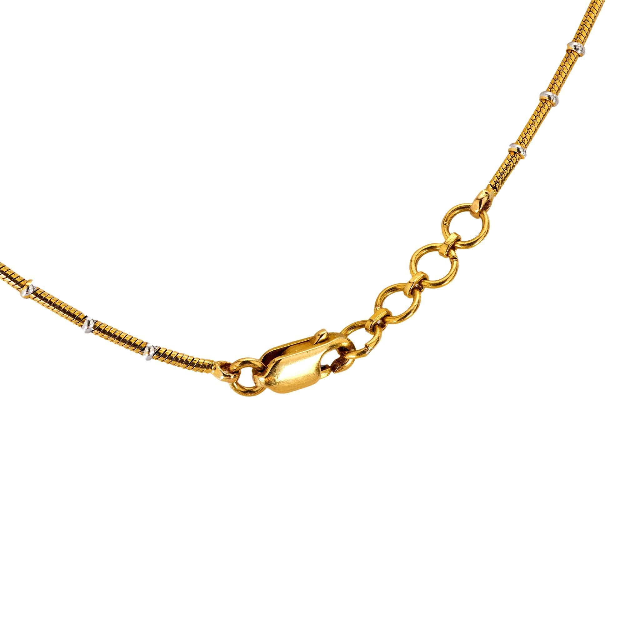 Modern Vintage diamond 18k yellow gold pendant necklace