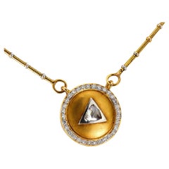 Vintage diamond 18k yellow gold pendant necklace