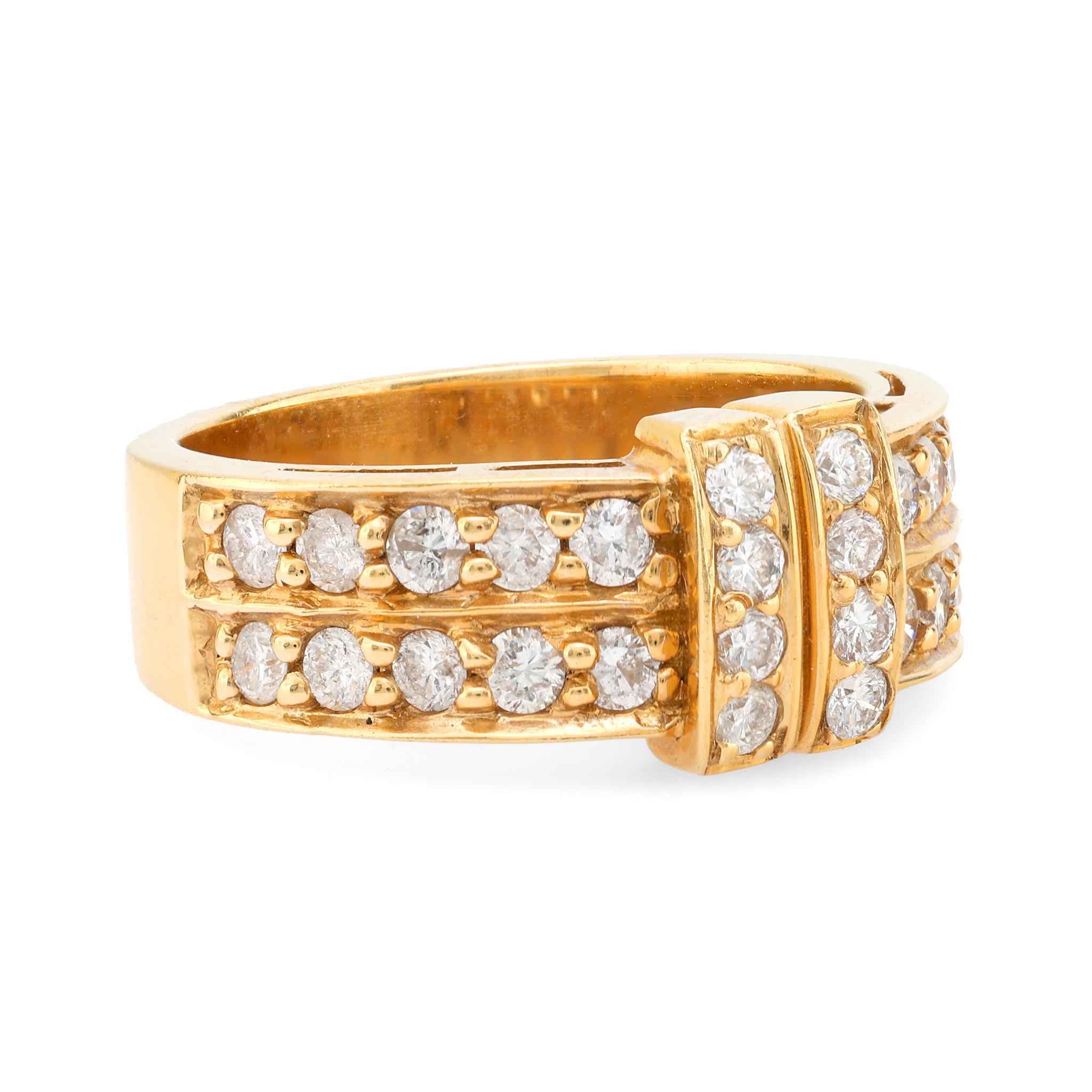 Center stone: 28 round brilliant cut diamonds
Weight: Approximately 1.20 carats
Color: F
Clarity: VS
Metal: 18k yellow gold
Era: Vintage
Circa: 2000's
Hallmarks: Purity and Makers marks
Size: 6.75 and can be resized
Gram weight: 8.80