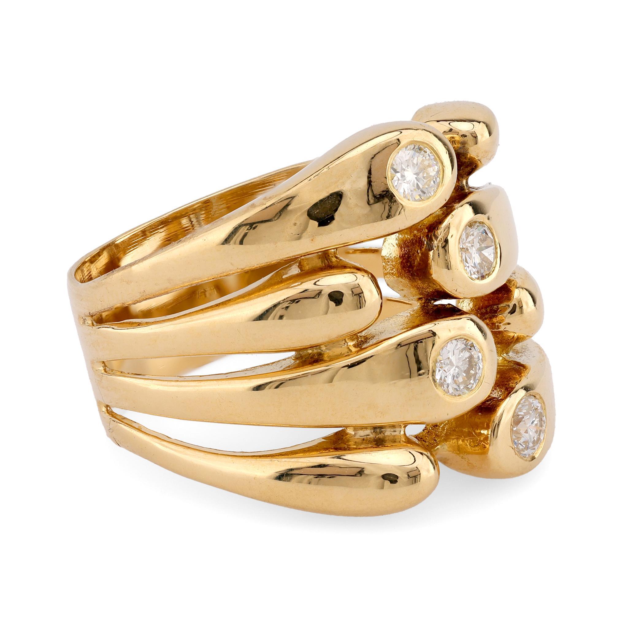 Brilliant Cut Vintage Diamond 18K Yellow Gold Ring