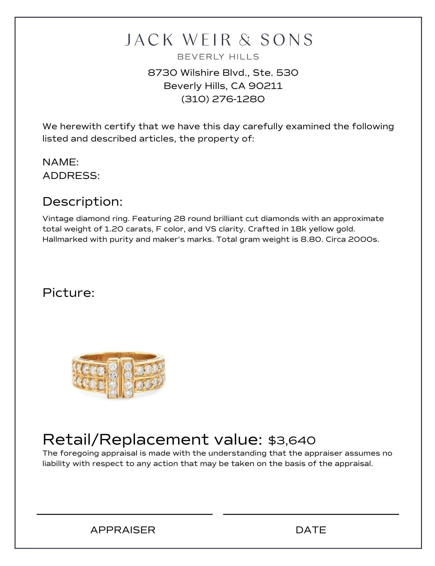 Vintage diamond 18k yellow gold ring In Excellent Condition For Sale In Beverly Hills, CA