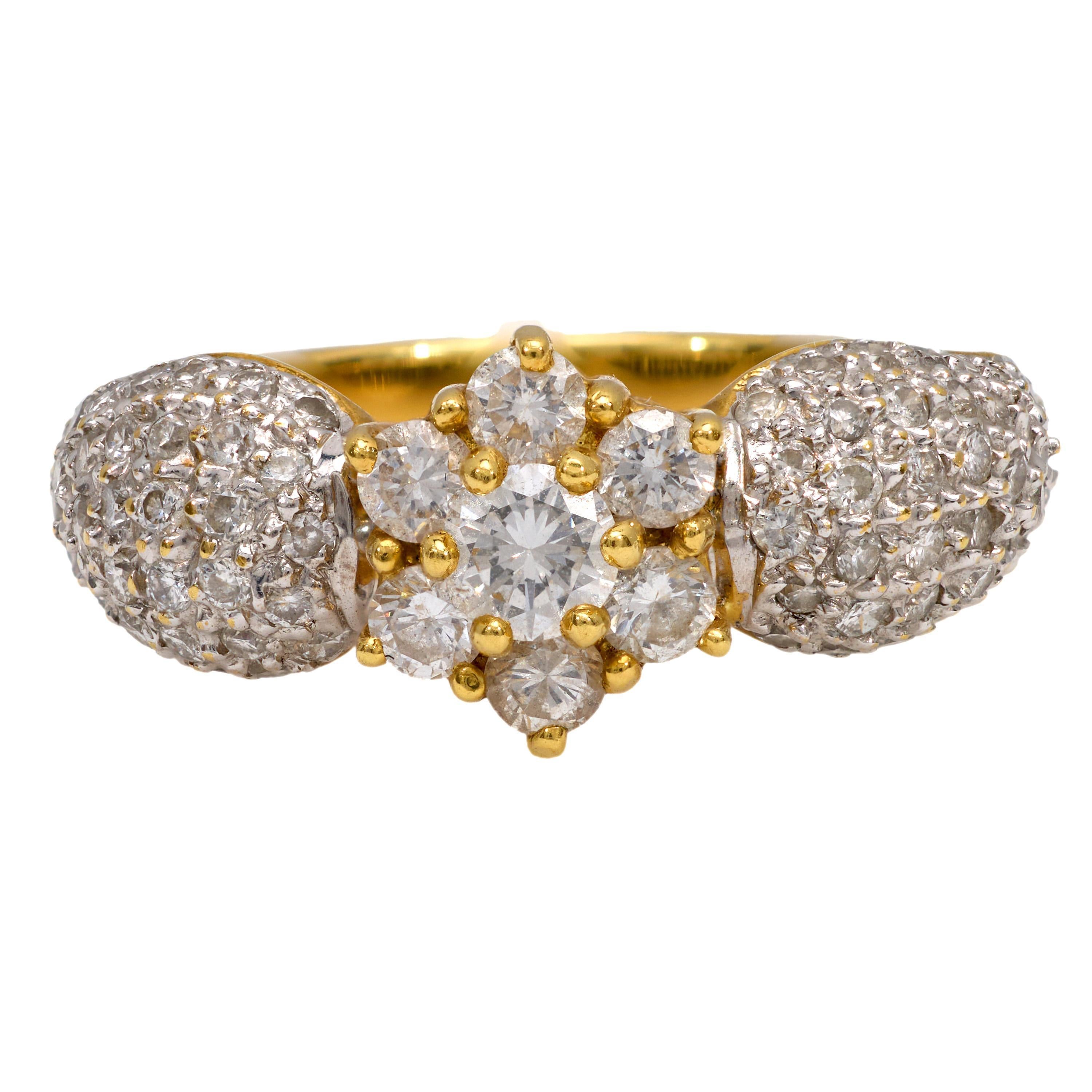Vintage diamond 18k yellow gold ring In Good Condition For Sale In Beverly Hills, CA