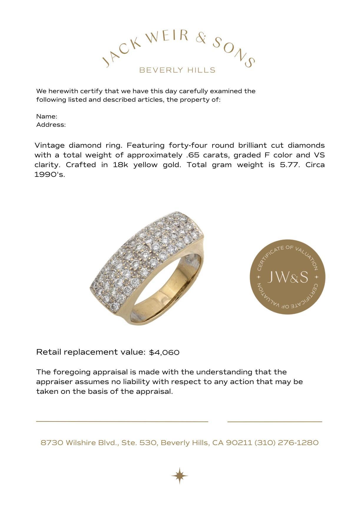 Diamantring aus 18 Karat Gelbgold mit Vintage-Diamant im Zustand „Gut“ im Angebot in Beverly Hills, CA