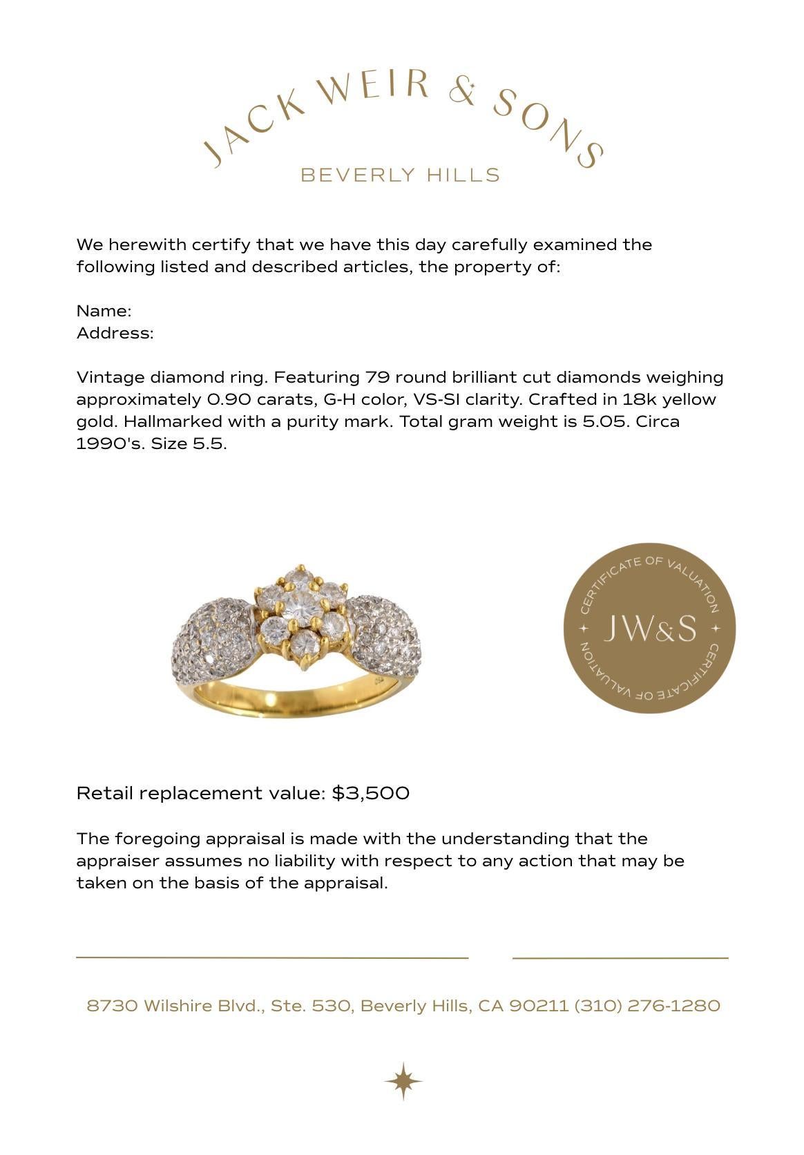 Women's Vintage diamond 18k yellow gold ring For Sale