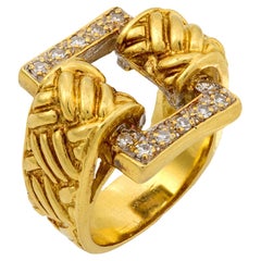 Anello vintage con diamante in oro giallo 18 carati