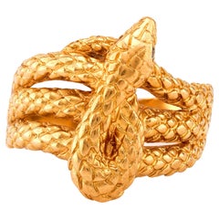 Anello a serpente con diamante d'epoca in oro giallo 18 carati