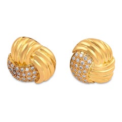 Vintage diamond 18k yellow gold stud earrings