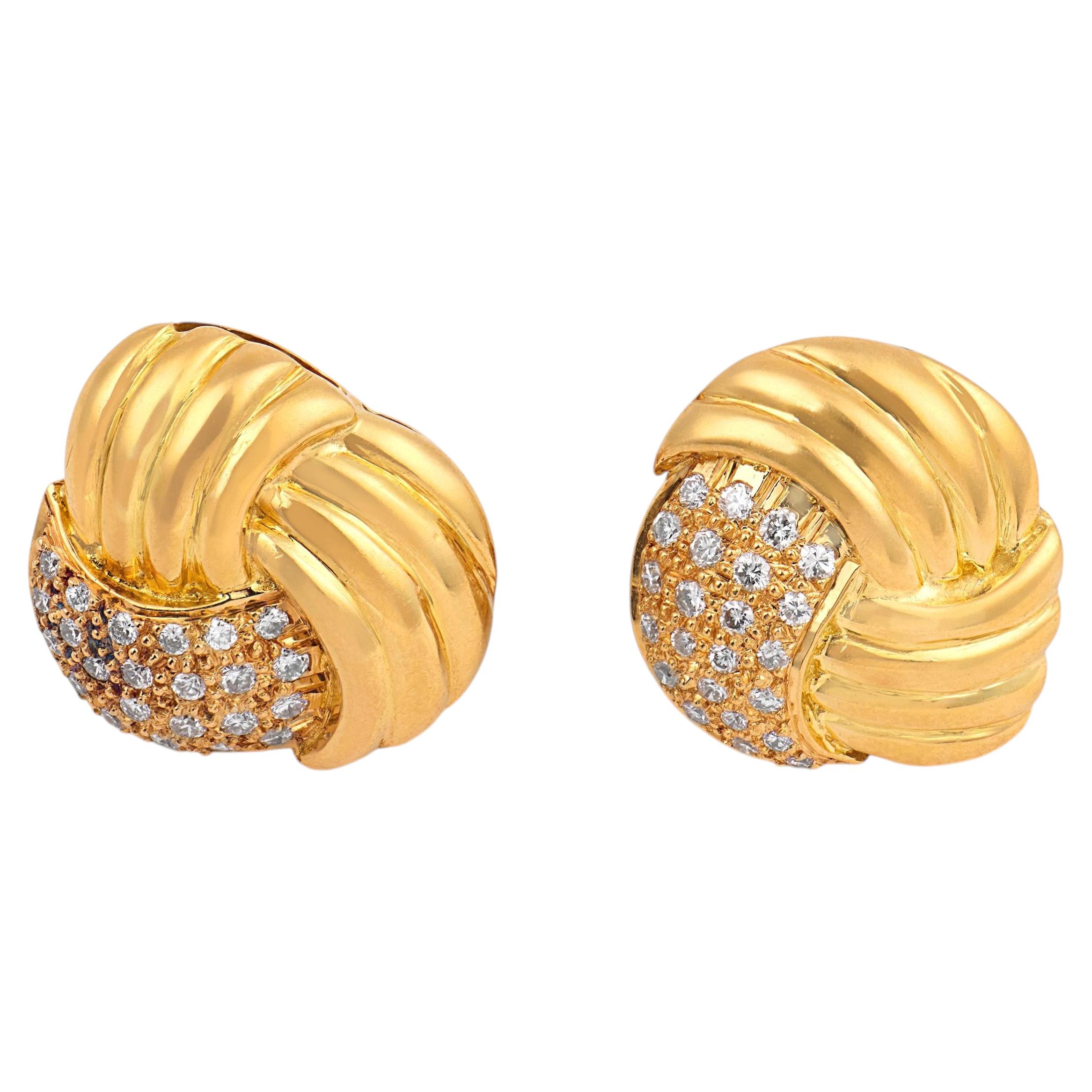 Vintage diamond 18k yellow gold stud earrings