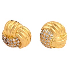 Vintage diamond 18k yellow gold stud earrings