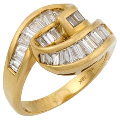 Anillo remolino vintage diamante oro amarillo 18k