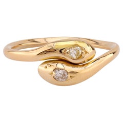 Anello con diamante d'epoca in oro giallo 18 carati Toi Et Moi Snake