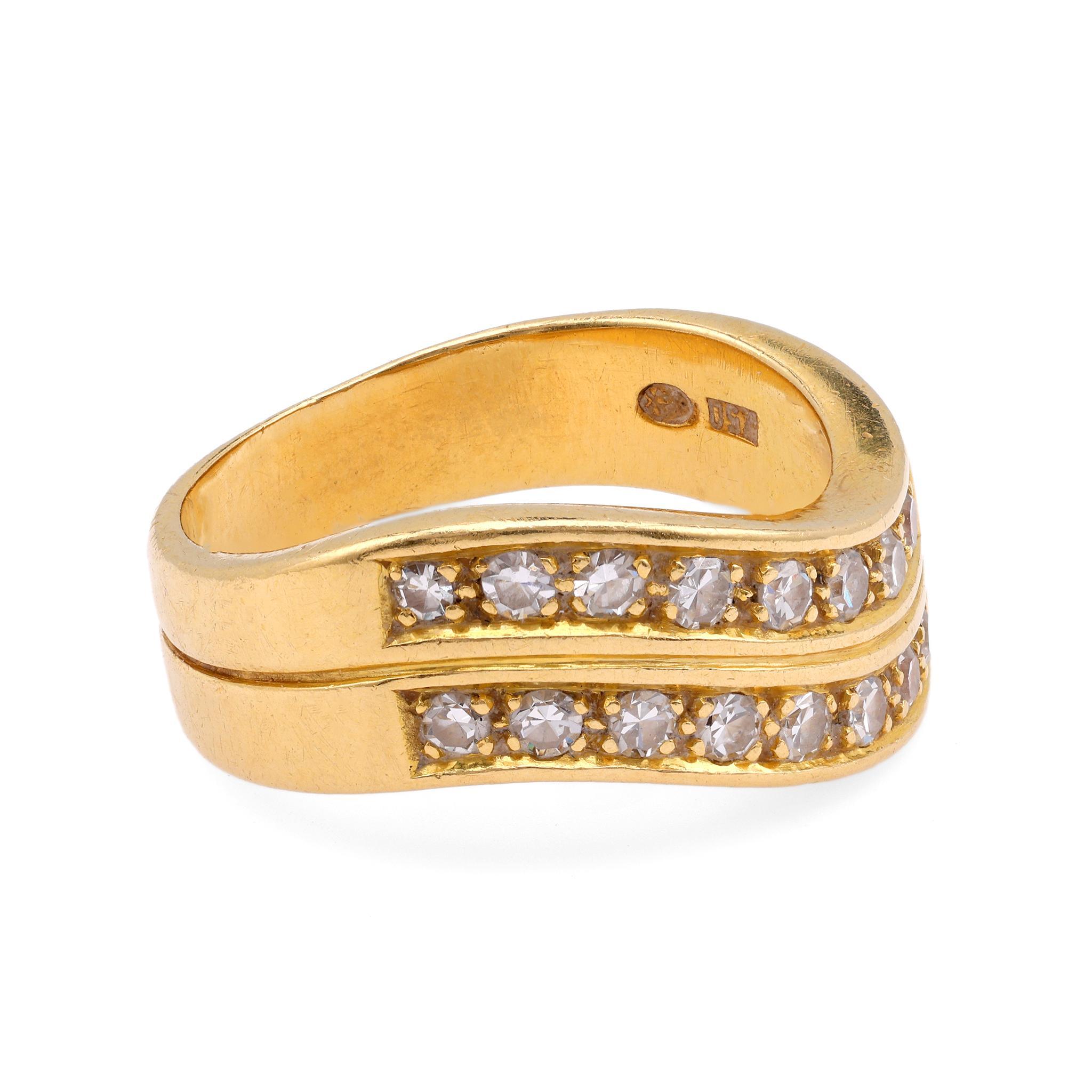 wave single-row diamond ring
