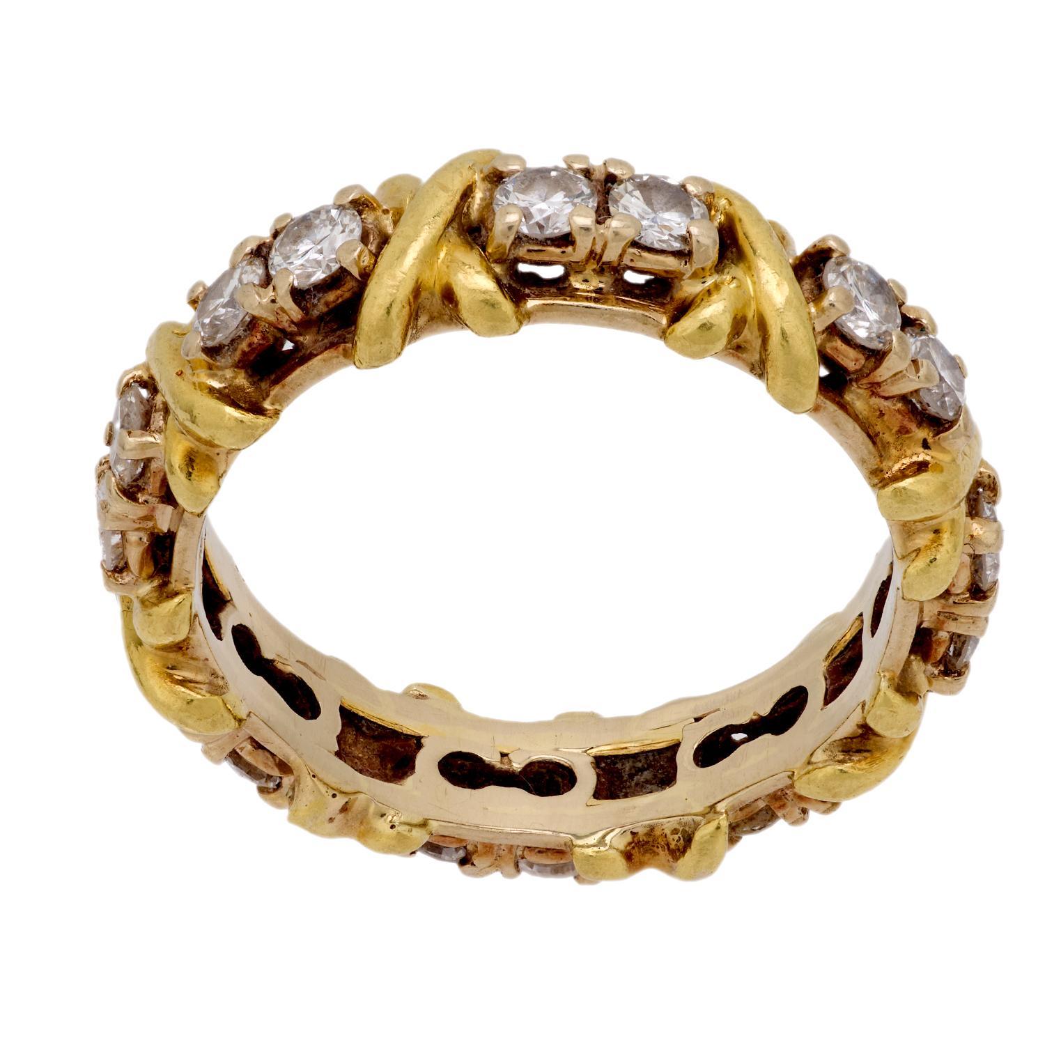 Alliance vintage en or jaune 18 carats avec diamants Bon état à Beverly Hills, CA