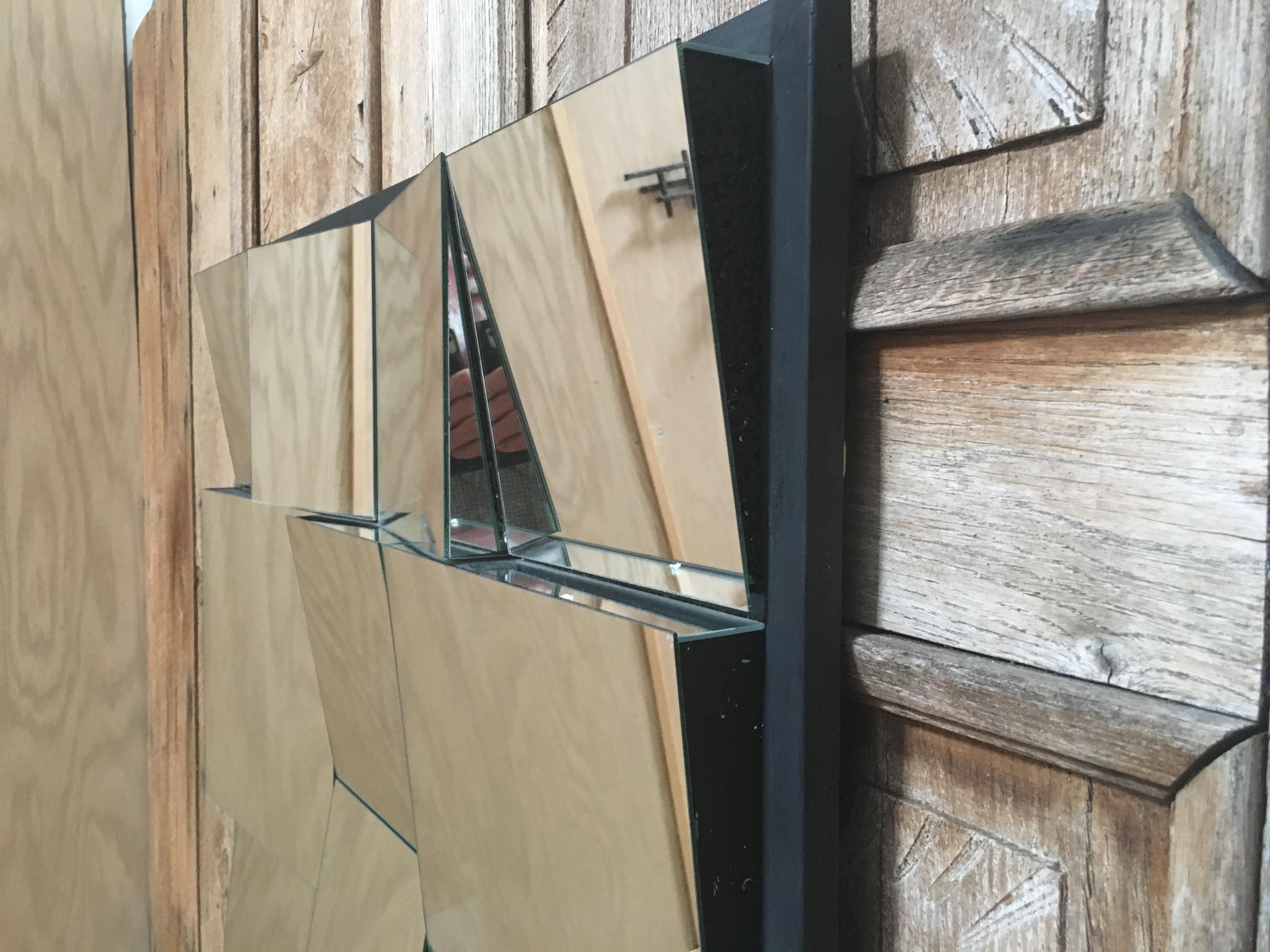 Square vintage 1970s slopes mirror attributed to Neal Small. All original.