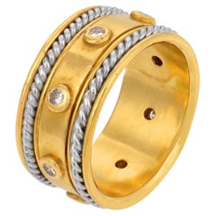 Vintage diamond 22k yellow gold platinum eternity band