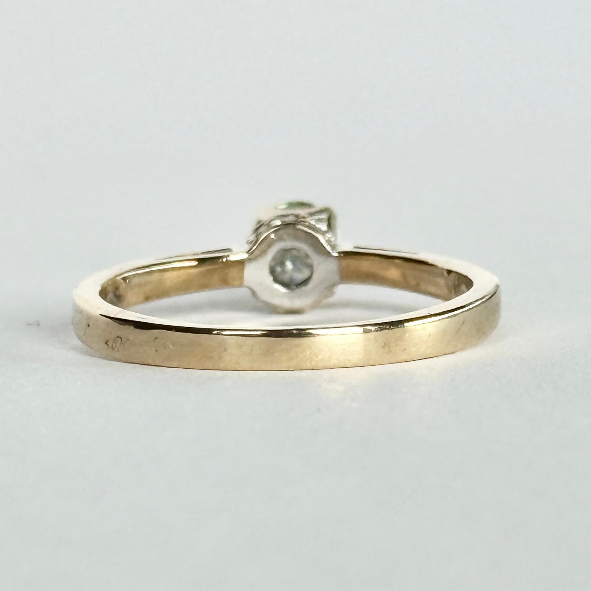Anello solitario con diamante d'epoca in oro e platino da 9 carati in vendita 1