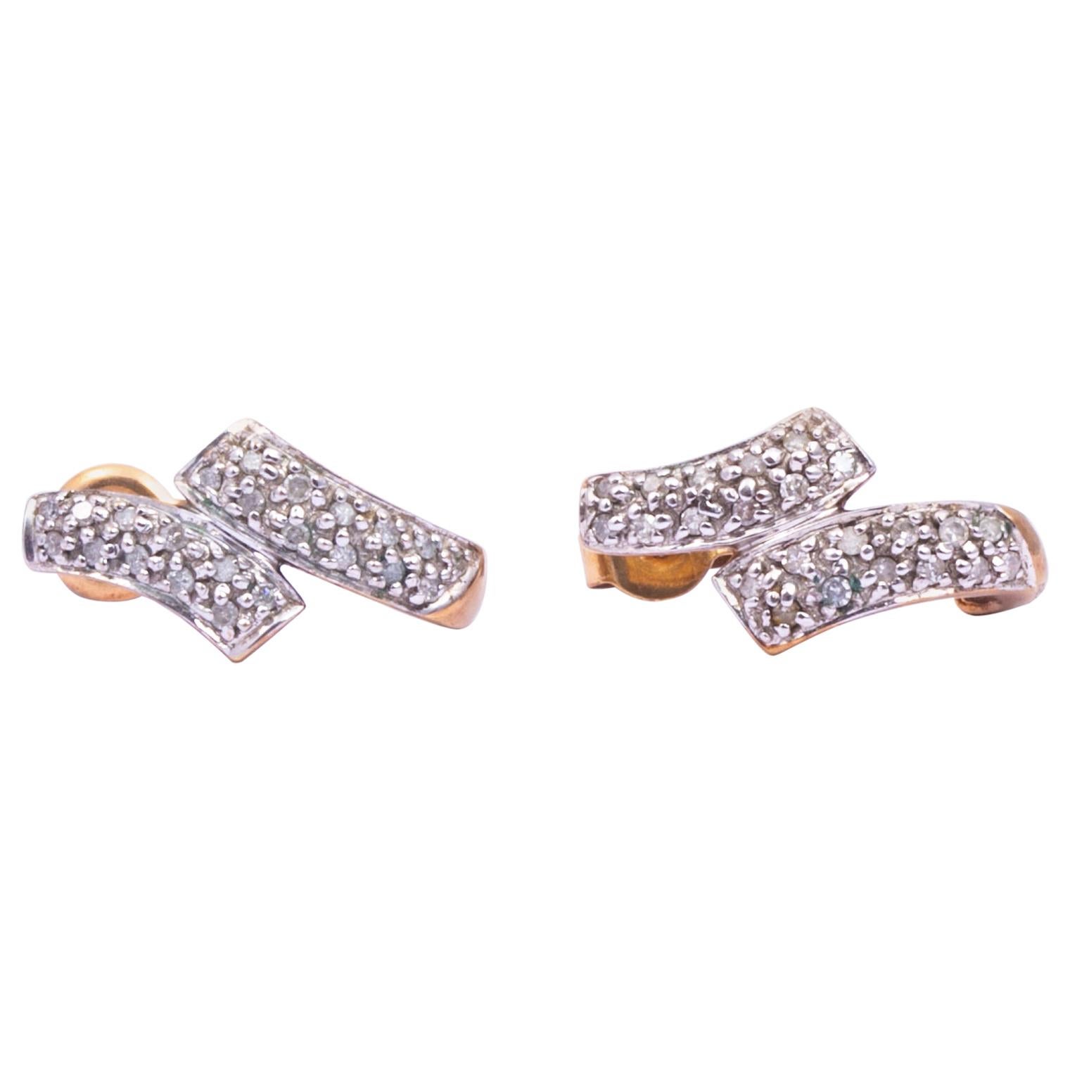 Vintage Diamond 9 Carat Gold and Platinum Stud Earrings