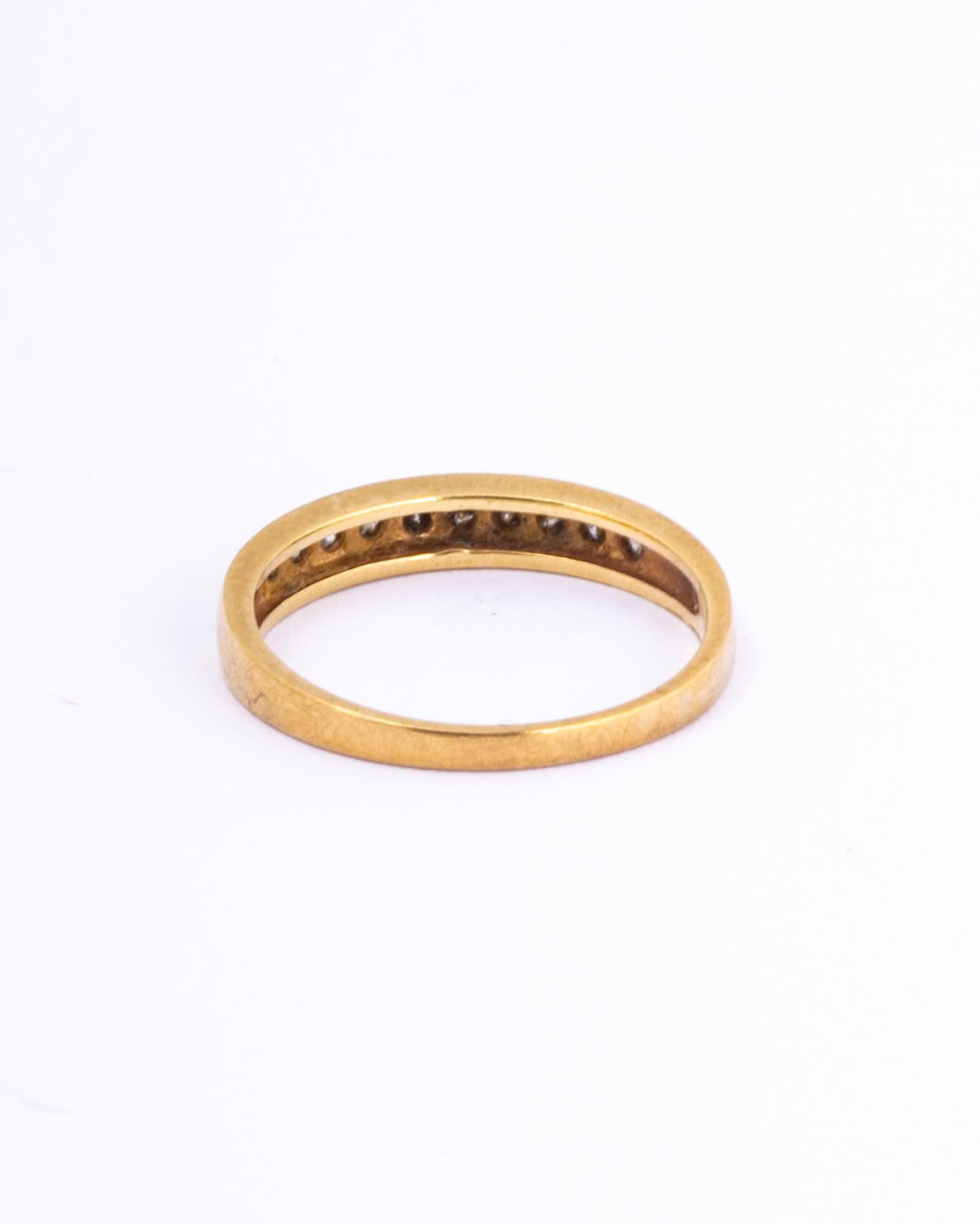 Round Cut Vintage Diamond 9 Carat Gold Half Eternity Band For Sale