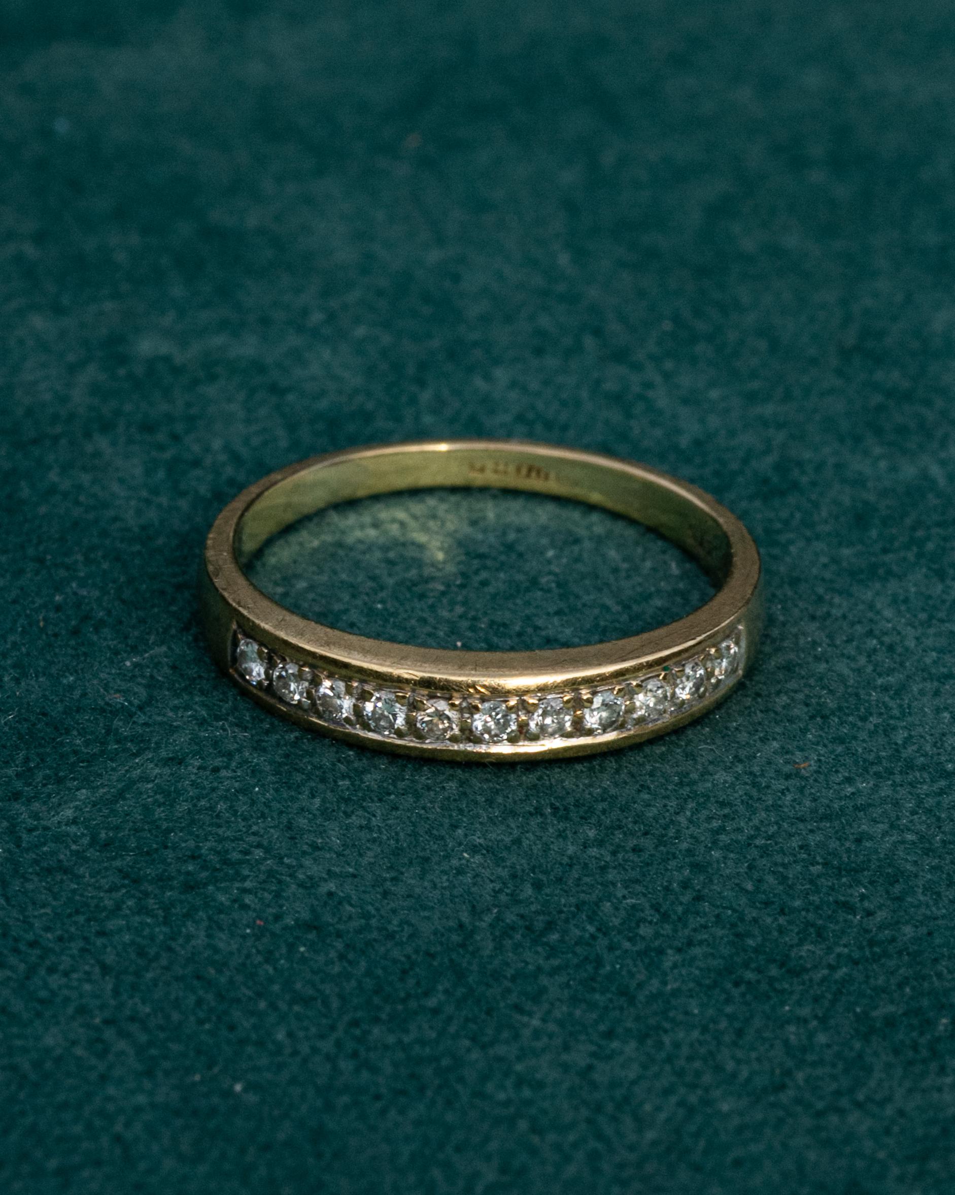 Vintage Diamond 9 Carat Gold Half Eternity Band In Good Condition For Sale In Chipping Campden, GB