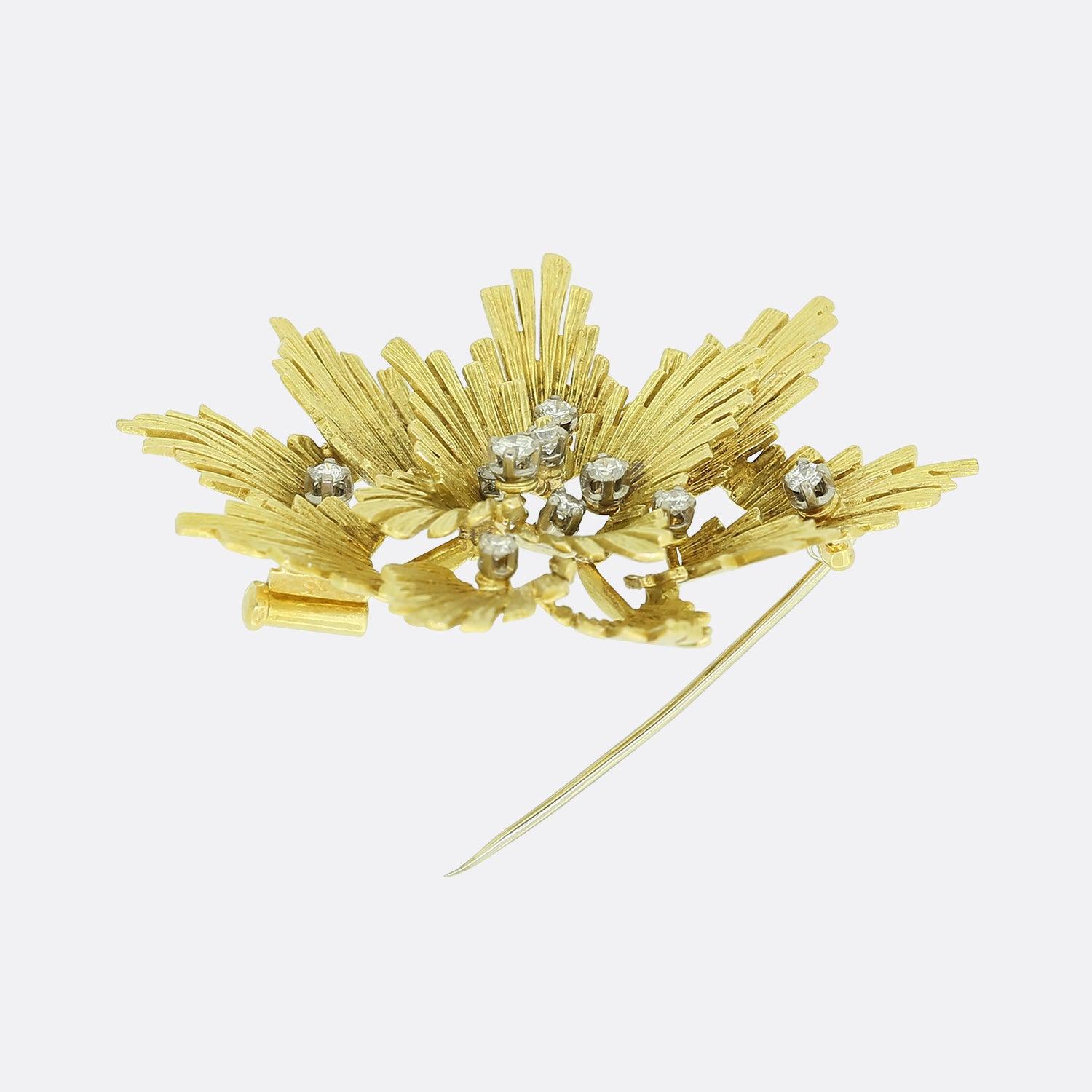 Vintage Diamond Abstract Brooch In Good Condition For Sale In London, GB