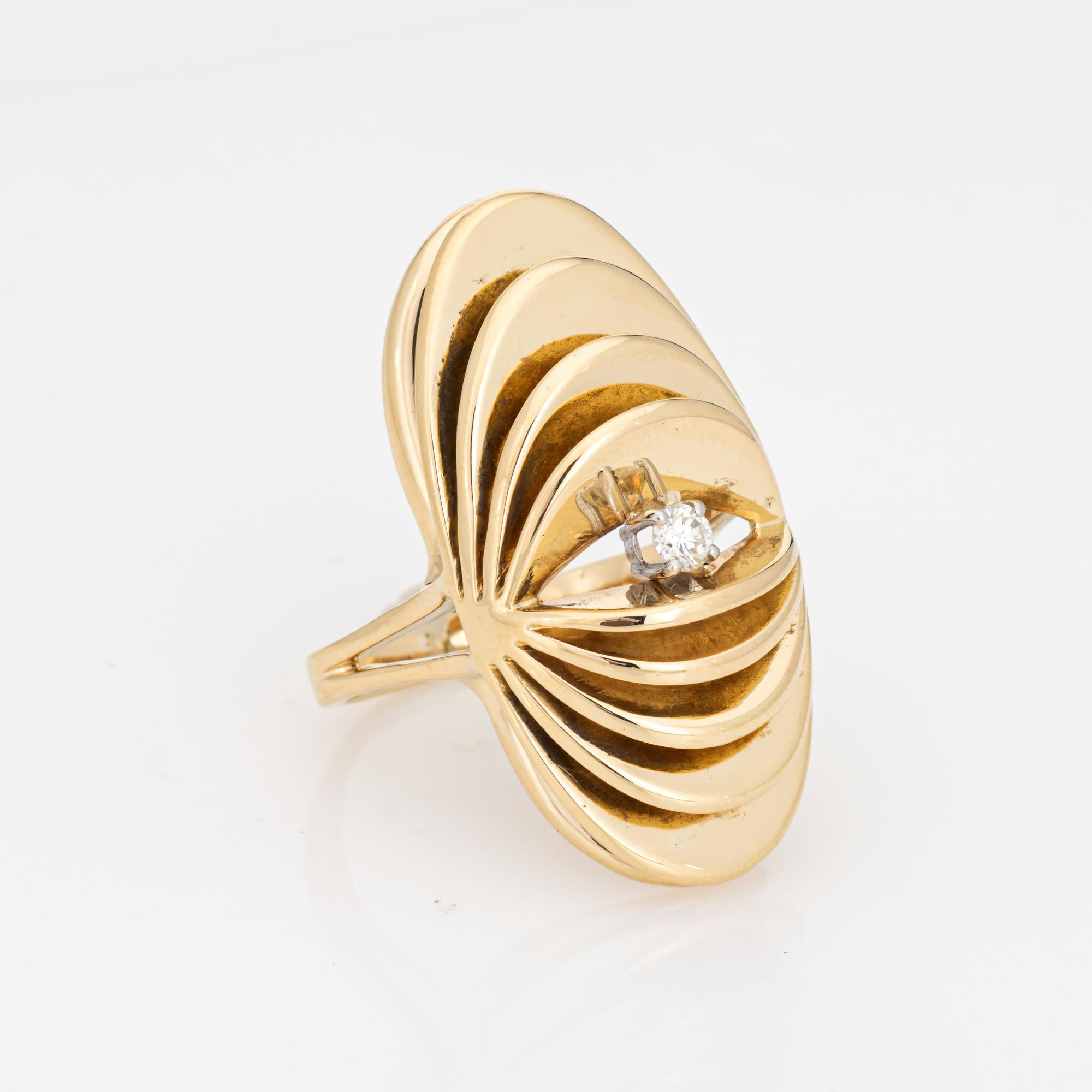 Modern Vintage Diamond Accordion Ring Sz 9 Large Statement Cocktail Fine Jewelry