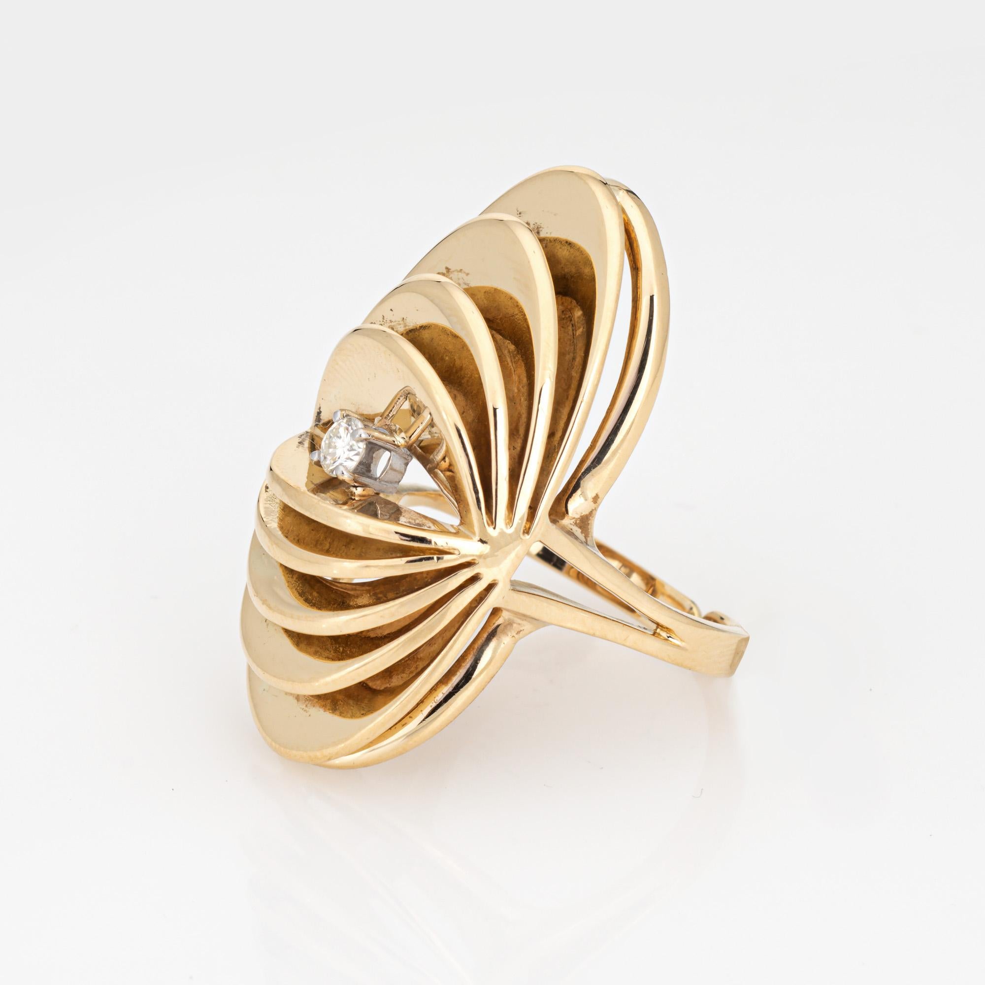 Round Cut Vintage Diamond Accordion Ring Sz 9 Large Statement Cocktail Fine Jewelry