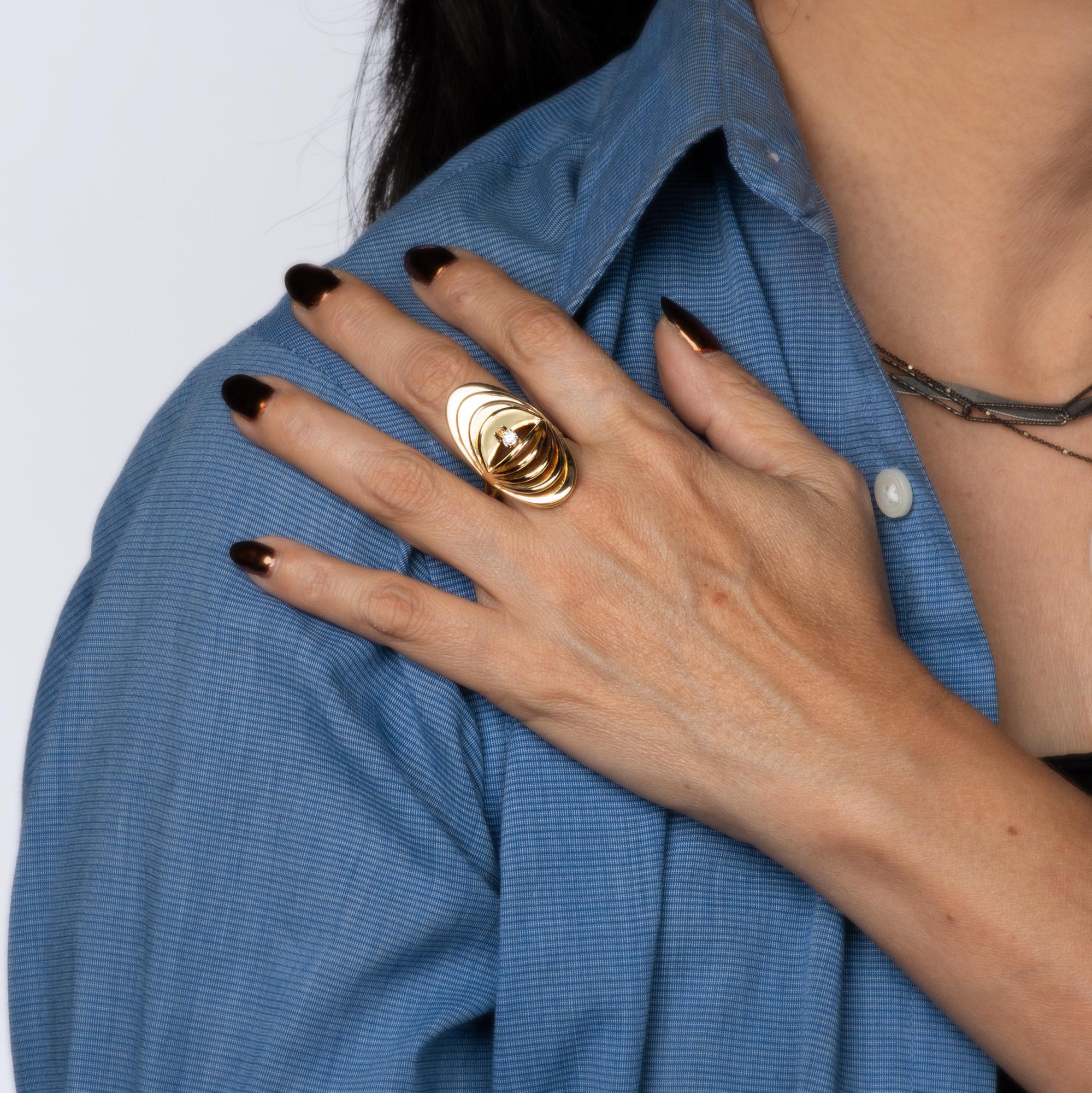 Women's Vintage Diamond Accordion Ring Sz 9 Large Statement Cocktail Fine Jewelry