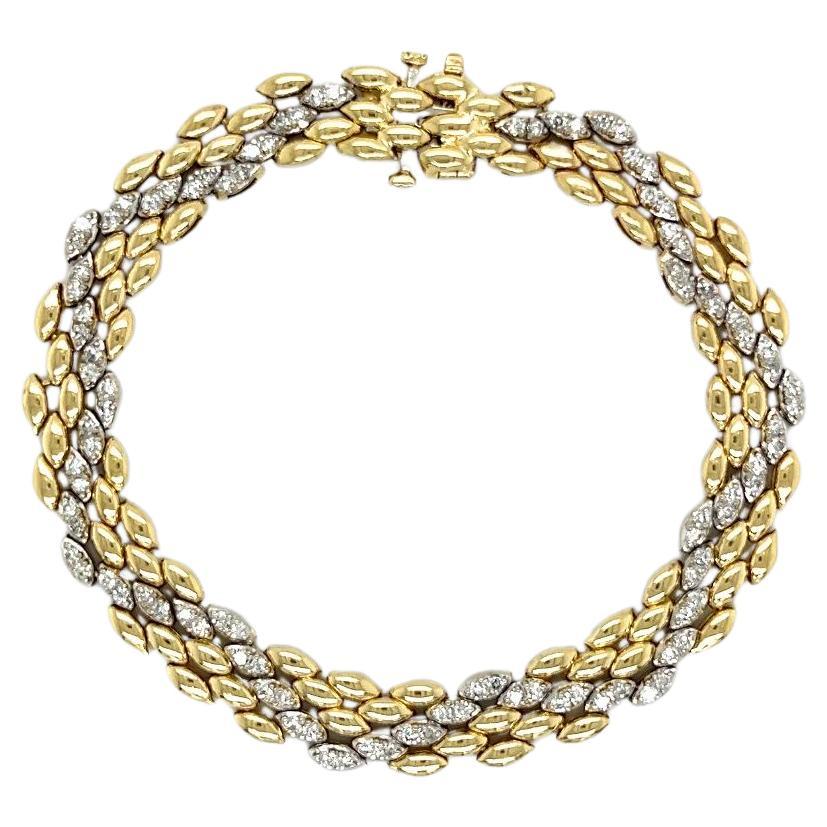 Vintage Diamond Alternating Gold Statement Link Bracelet