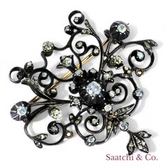 Vintage Diamond and 10k Gold Brooch / Pin