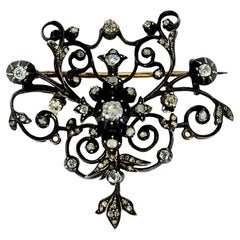 Antique Diamond and 10k Gold Brooch / Pin