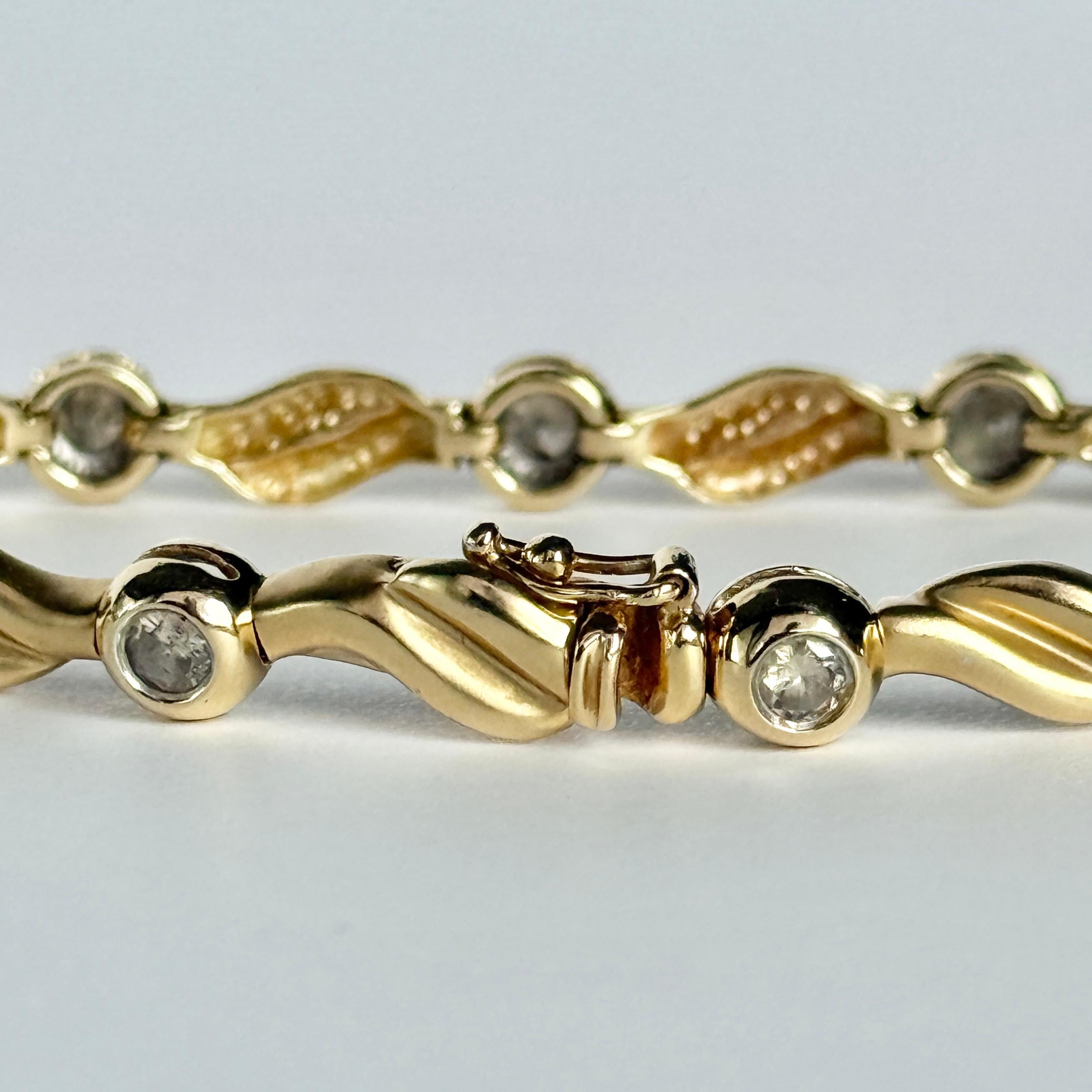 Bracciale vintage in oro 14 carati e diamanti In condizioni buone in vendita a Chipping Campden, GB