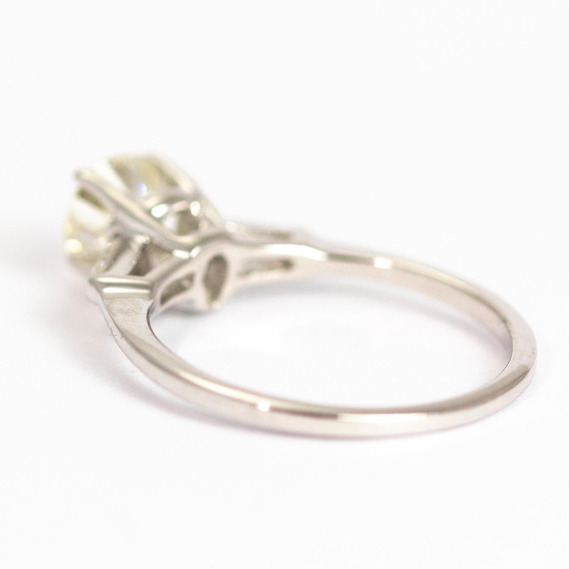 Modern Vintage Diamond and 14 Carat White Gold Solitaire Ring