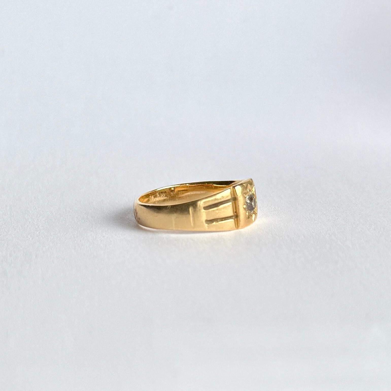 Taglio rotondo Anello a fascia in oro 18 carati e diamanti vintage in vendita