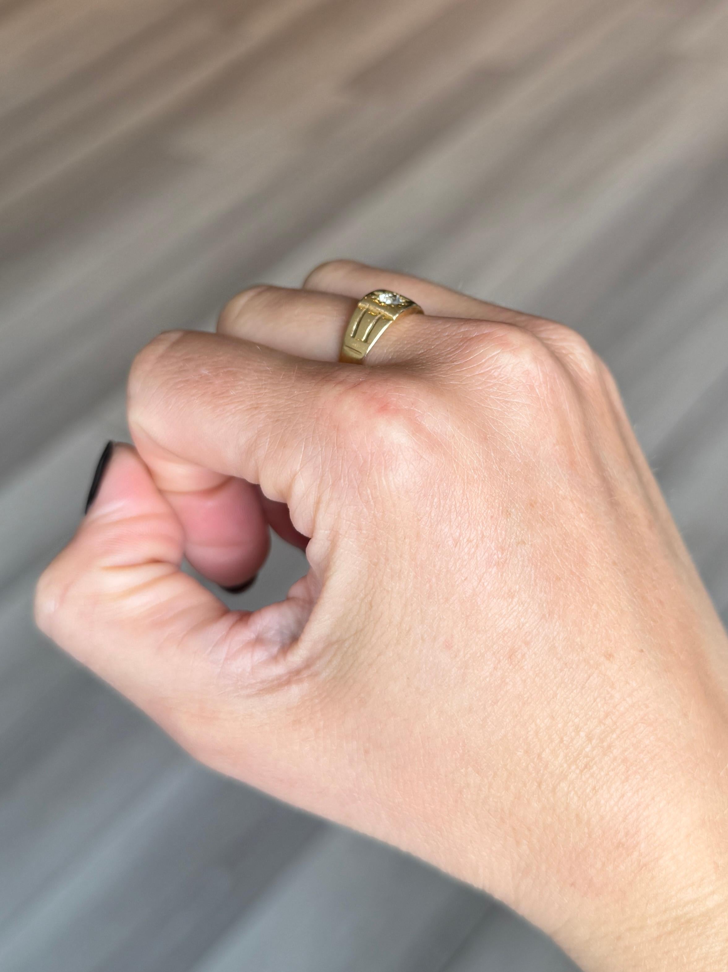 da uomo o donna Anello a fascia in oro 18 carati e diamanti vintage in vendita