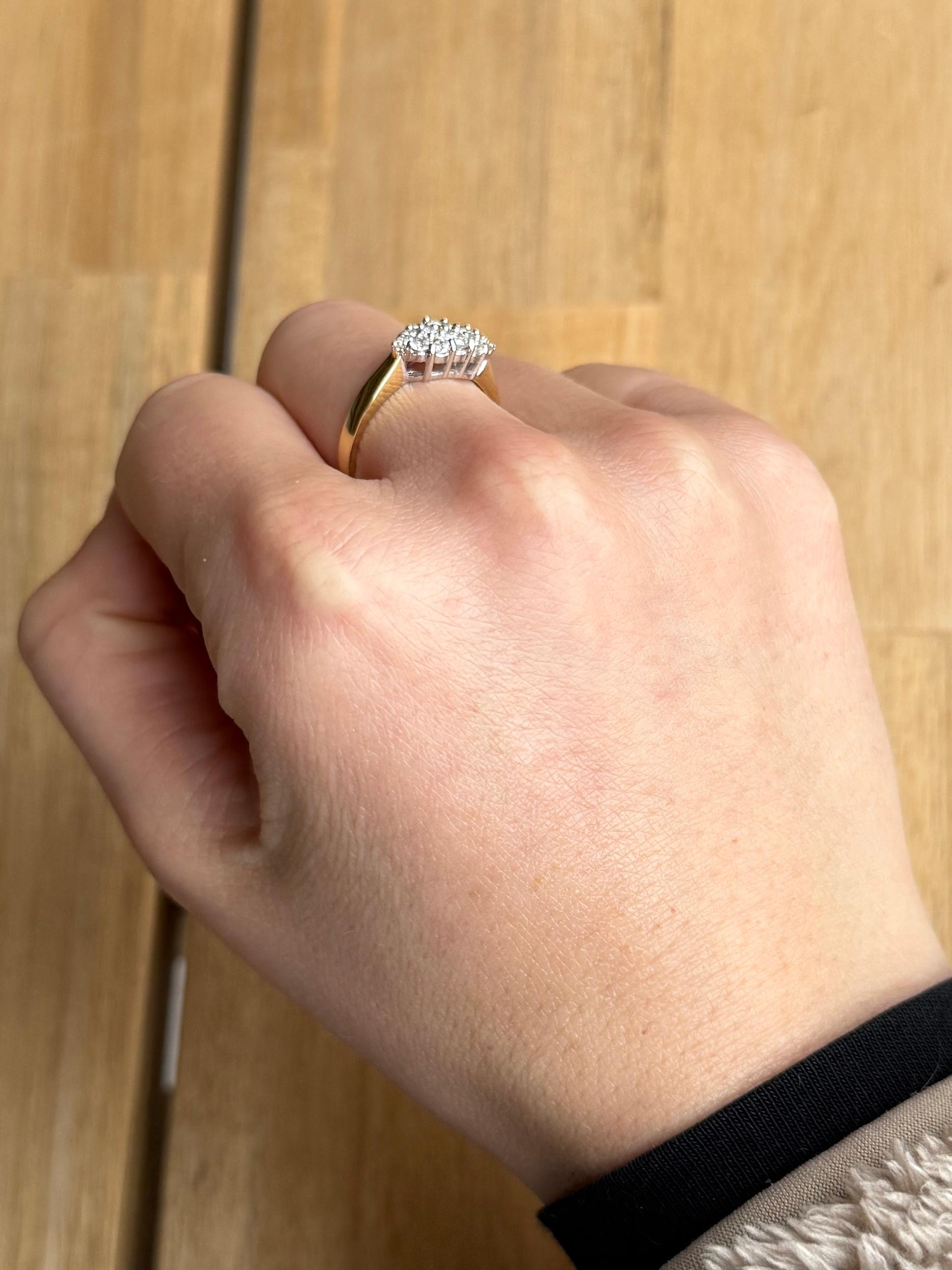 Women's Vintage Diamond and 18 Carat Gold Cluster Panel Ring For Sale